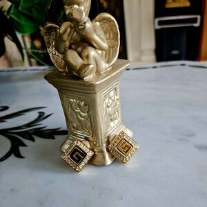 Authentic Givenchy Rhinestone Clip On Earrings